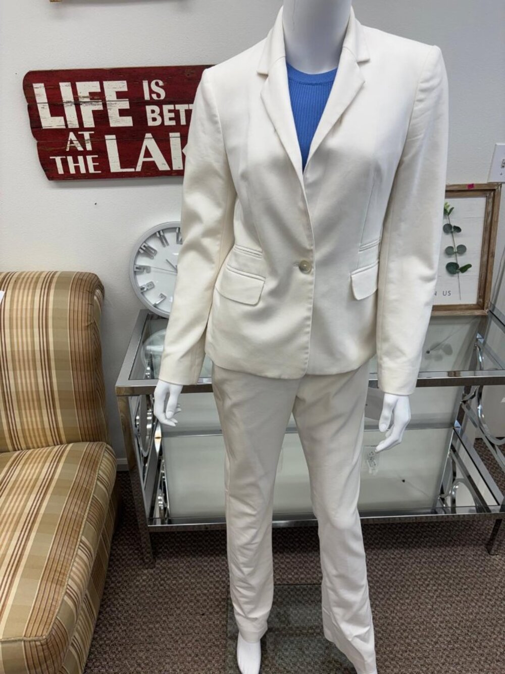 Ivory Tailored Blazer & Pants Suit Set